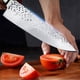 thumbnail image 5 of Juego de Cuchillos de Cocina de 3 Piezas, Cuchillo de Chef Japonés de Acero Al Carbono Martillado a Mano, Cuchillo Santuko Afilado con Mango de Madera, 5 of 7