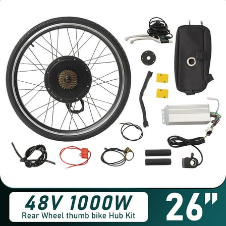 ChicHomey 26"1000W Electric Bike Conversion Kit,48 Volt Brushless Gearless Engine Kit, 120kg Load, Black