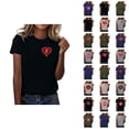 thumbnail image 1 of T-shirts de la Saint-Valentin pour Femmes 2026 Mode Manches Courtes Col Rond Cœur Graphique, 1 of 4
