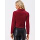 thumbnail image 4 of Chaqueta de motociclista Allegra K de terciopelo con cuello de solapa y cremallera Rojo M, 4 of 5