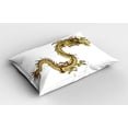 thumbnail image 2 of Ambesonne Dragon Pillow Sham 2 Pack, Traditional Astrology Art, 26"x20", Yellow and White, 2 of 3