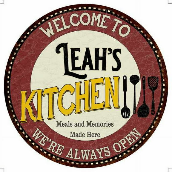Leah's Kitchen 12" Round Metal Sign Bar Game Room Wall Déco 200120040272
