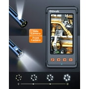 33FT Dual-Lens Borescope, Oiiwak Industrial Endoscope 1080P Video Sewer Pipe Drain Plumbing Wall Inspection Camera Snake with Light IP68 Waterproof, 32GB Card, Toolbox