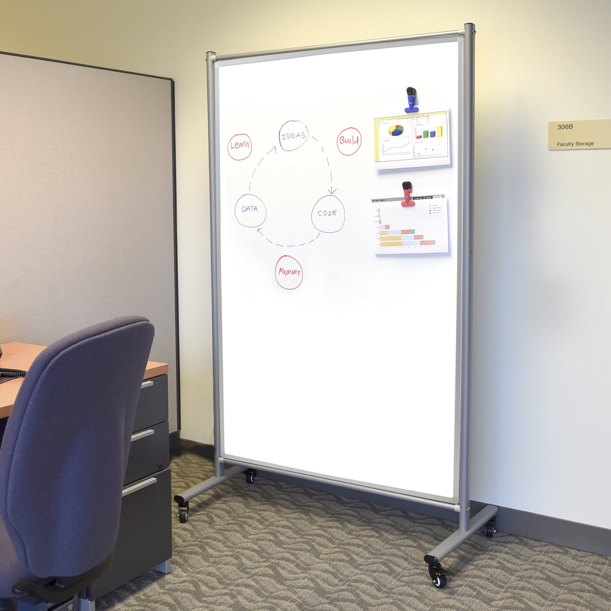 LUXOR MD4072W Mobile Magnetic Whiteboard Room Divider
