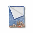 thumbnail image 2 of Sicily Soft Flannel Fleece Throw Blanket, Dreamy Photo of Beach at Cefalu Italy Sea Sky and Buildings in Vibrant Colors, Cozy Plush for Indoor and Outdoor Use, 50" x 60", Multicolor, by Ambesonne, 2 of 6