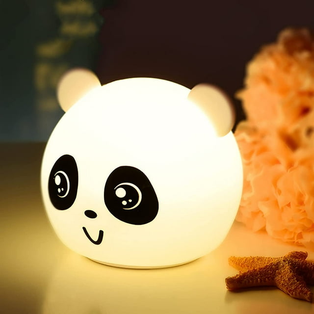 Luz de noche de panda, linda luz de noche de animal para niños, luces LED de 7 colores que cambian, luz de noche de oso de silicona para habitación de bebé, regalos de cumpleaños infantiles, decoracio