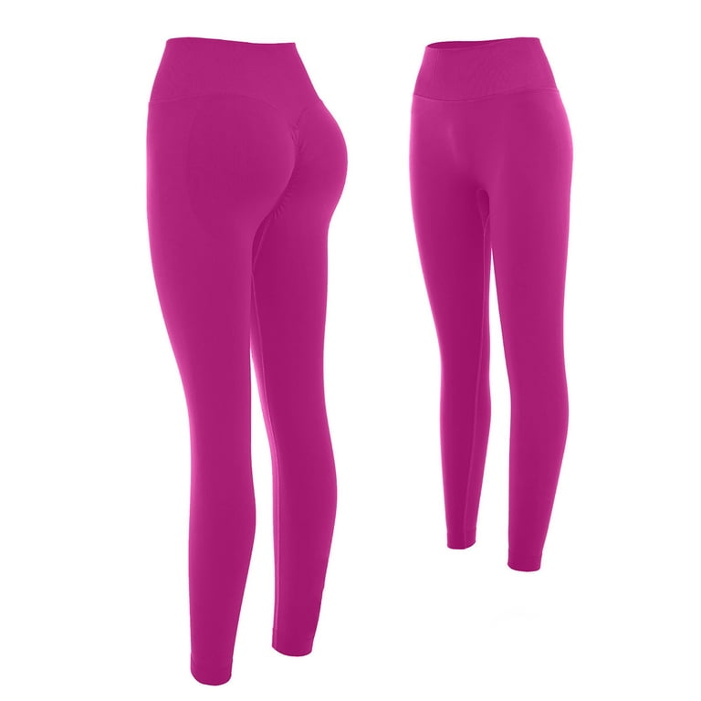 Hfyihgf Women's High Waisted Butt Lift Leggings Soft Tummy Control Fitness  Workout Yoga Pants(Hot Pink,S) 