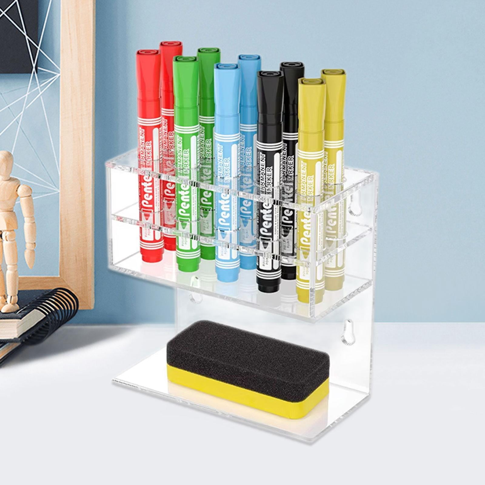 HILABEE Wall Mounted Marker Organizer Marker Holder Organizer Multifunctional Practical Minimalist Pen Holder for Office Markers Home