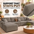thumbnail image 6 of DTTRA 130" U-Shaped Boneless Modular Sectional Sofa with Double Chaise, 6 Seats, Corduroy, Taupe, 6 of 8