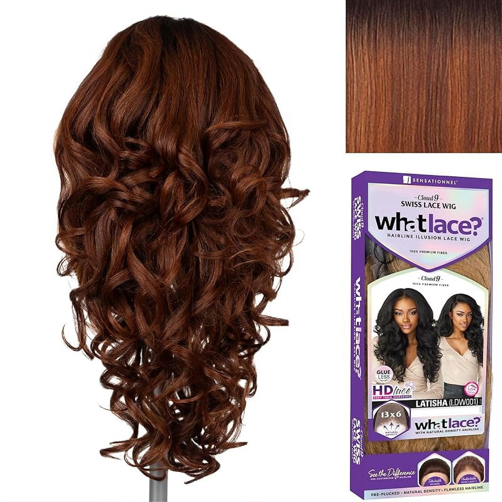 Sensationnel What lace 13x6 Wigs - latisha lacefrontal hand tied glueless synthetic with natural density preplucked hairline (Off Black 1B)
