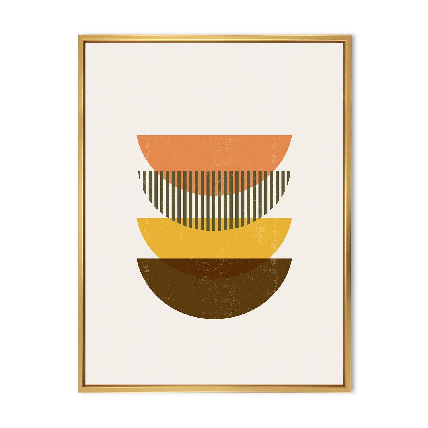 Designart Abstract Geometric Half Moons In Earth Tones FLOAT FRAME WALL ART