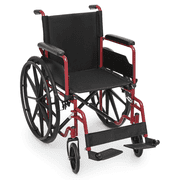 Monicare *FDA APPROVED* 18" Folding Medical Wheelchair, Flip Back Armrest Transport Wheelchair with Swing-Away Footrest, Red
