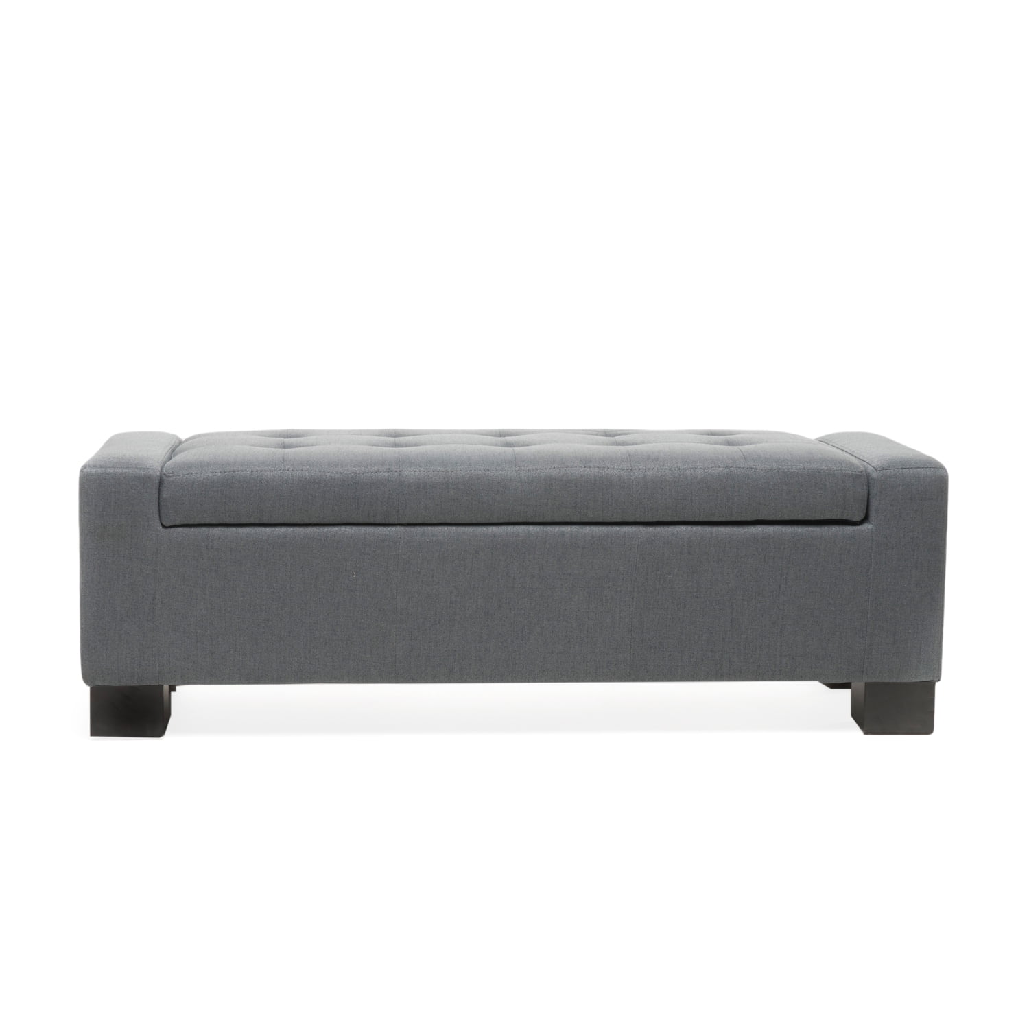 Lisonu Guernsey Storage Ottoman Bench with Hidden Storage, Grey Upholstered Polyester, Coffee Table & Accent Seat for Living Room, Entryway or Bedroom — 50.25L x 20W x 16.75H