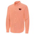 thumbnail image 2 of Men's Antigua Orange Oregon State Beavers Porter Woven Tri-Blend Long Sleeve Button-Down Shirt, 2 of 3
