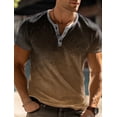 thumbnail image 2 of New Vintage Mens T Shirt 3D Fashion Gradient T Shirt Oversized Casual Button Short Sleeve Summer Fashion Street Men‘s V Neck Top, 2 of 7