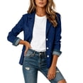 thumbnail image 2 of Zivyakyro Long Sleeve Womens Blazer Button down Fall Womens Jacket Casual Plain Loose Faux Leather Outerwear Blue M, 2 of 6