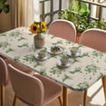 thumbnail image 3 of Summer Botanical Table Cloths for 4 Foot Rectangle Tables, Green Spring Floral Birds Rustic Patio Waterproof Elastic Fitted Tablecloths, Washable Rectangular Table Cover for Camping, 3 of 8