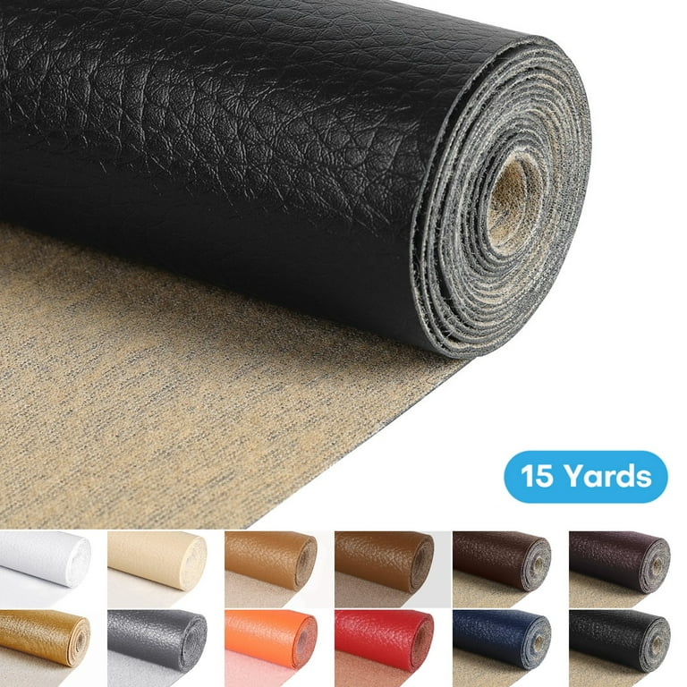 By Yard High Stretch Faux Leather Material Soft Pu Leather Fabrics Black  Matt