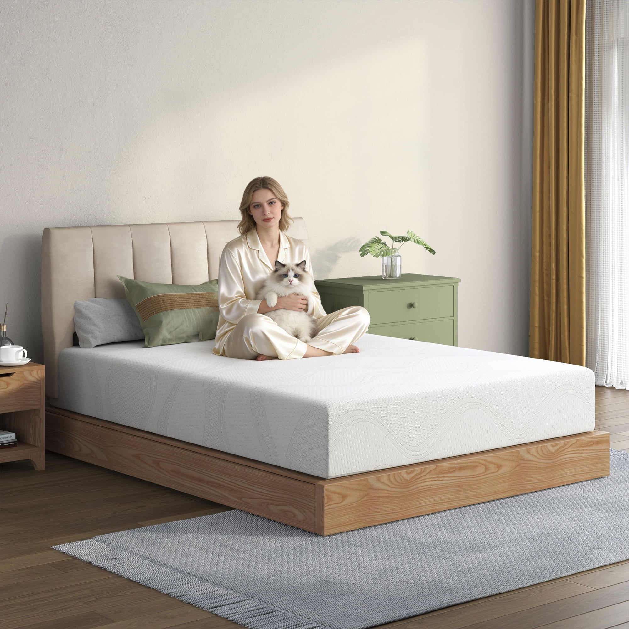 Holaki 10" Full Memory Foam Mattress, Green Tea & Bamboo Charcoal Gel Infused, Medium Firm Mattress in a Box, Pressure Relief, Breathable Cover, CertiPUR-US Certified