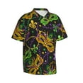 thumbnail image 2 of Uemuo Mardi Gras Surface Printed Regular Fit Short Sleeve Casual Hawaiian Shirt for Men,Aloha shirt,Tropical shirt,Floral print shirt,Vacation Beach shirt-Small, 2 of 9