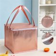 thumbnail image 7 of Scheam Large Insulated Pizza Bag Rose Gold Aluminum Foil Cake Thermal Bags with Zipper and Handles Portable Food Storage Delivery Bag,Reusable for Camping Picnic Takeaway 1Pcs, 7 of 7