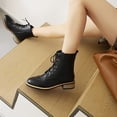 thumbnail image 4 of Women's Wingtip Oxford Boot Low Heel Combat Boots Side Zip Motorcycle Ankle Boots Dressy Lace up Short Booties, 4 of 6