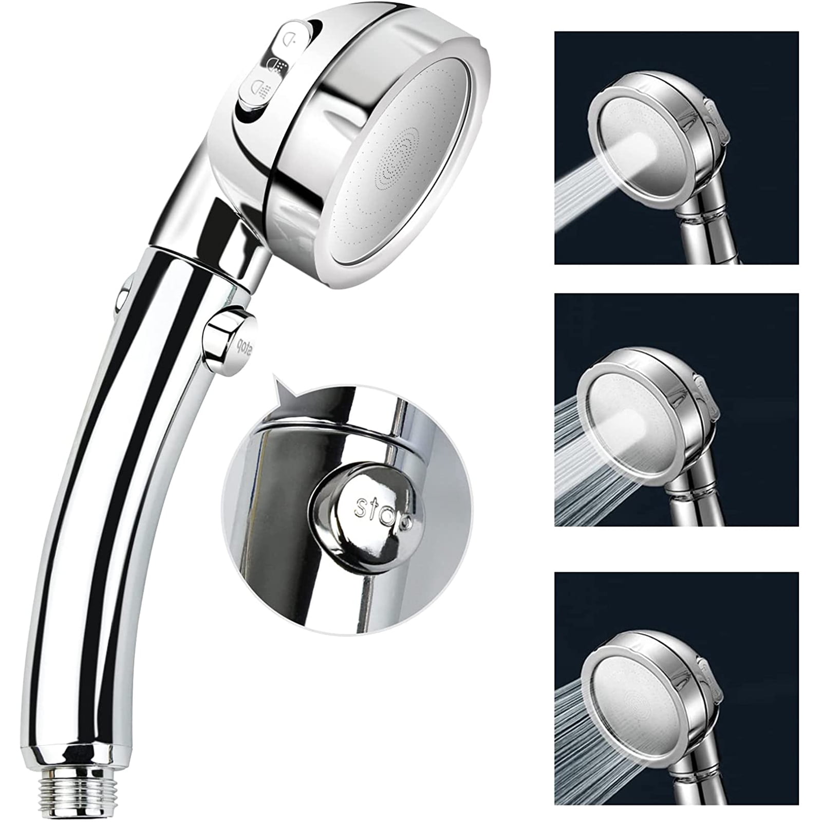 High Pressure Shower Head, 3Settings Handheld Showerhead with ON/Off