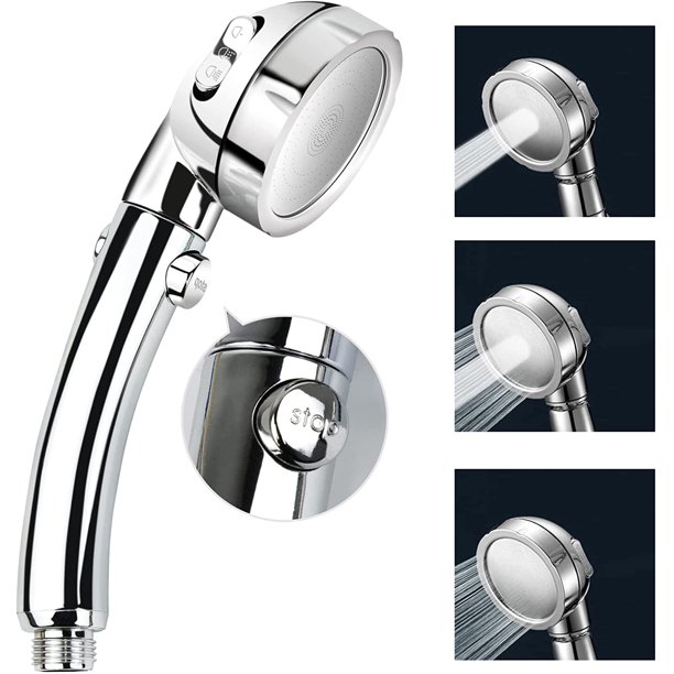 High Pressure Shower Head, 3Settings Handheld Showerhead with ON/Off