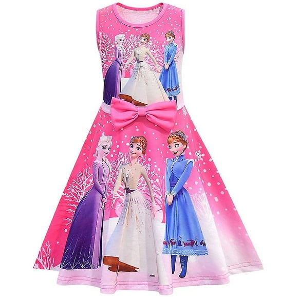 Kid Girl Frozen Elsa Anna Princess Dress Sleeveless Bow Skater Dresses