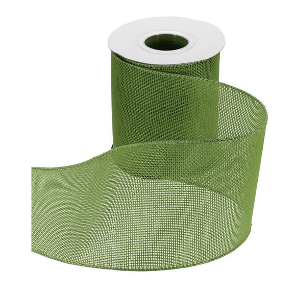Uxcell Burlap Wired Ribbon 4" x 10 Yard Wired Edge Ribbon Woven Strap, Deep Green