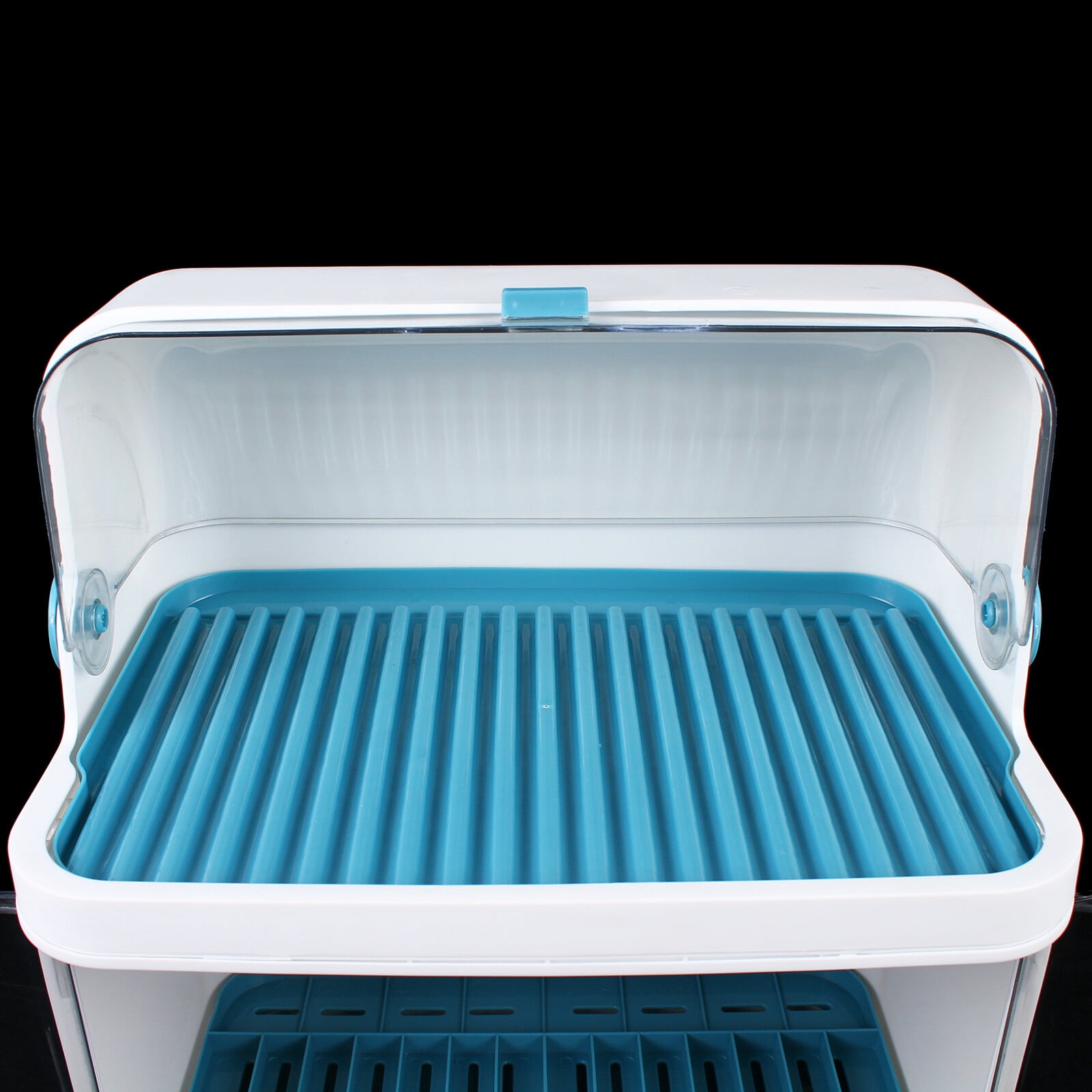 Kitchen Dish Rack Drain Bowl Cup Plate Dish Drying Drainer with Cover 2-Layer
