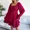 Burgundy, variant on Square Neck Horn Long Sleeve Lotus Leaf Edge Dress womens Clothing