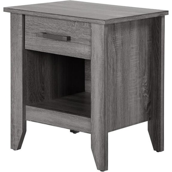 Maklaine Contemporary Engineered Wood 1 Drawer Nightstand in Gray