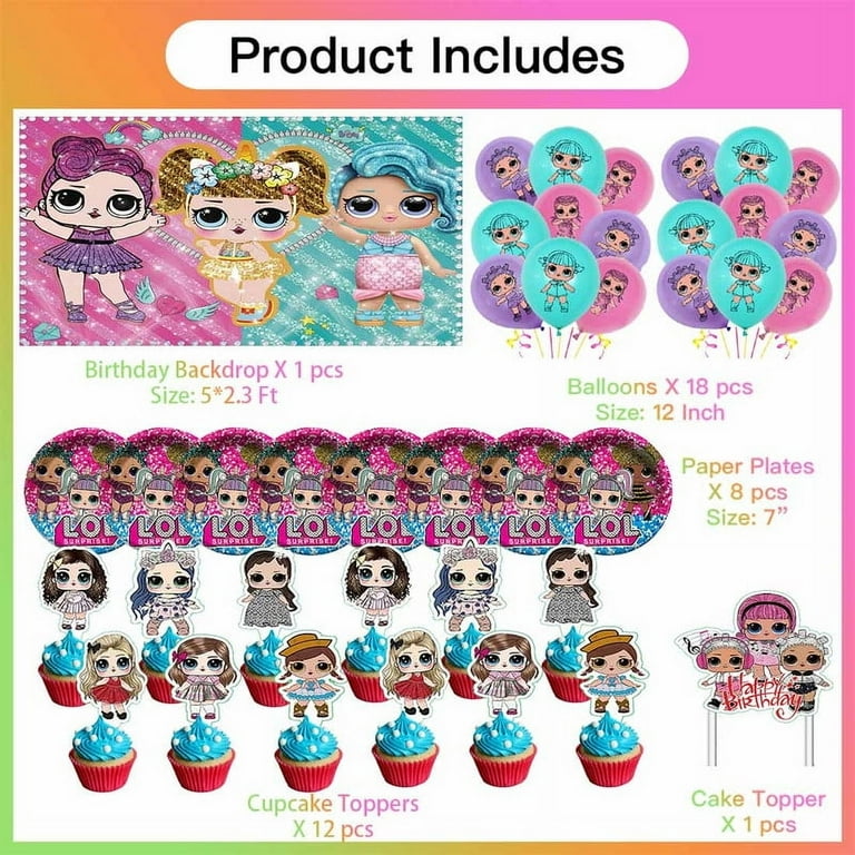 LOL Doll GirlParty Supplies Plates Decorations Birthday Cake Topper Banner Decor Backdrop Balloons - Walmart.com lol-doll-girlparty-supplies-plates-decorations-birthday-cake-topper-banner-decor-backdrop-balloons-walmart-com