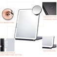 thumbnail image 2 of LED Foldable Travel Makeup Mirror - 7x9 inches 3 Colors Light Modes USB Rechargeable Touch Screen, Portable Tabletop Cosmetic Mirror for Travel, Cosmetic, Office (Black), 2 of 6