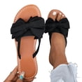 thumbnail image 4 of Miluxas Women's Solid Color Bow Flat Sandals Slip On Open Toe Flip Flops Slide Sandal Black 6(37), 4 of 9