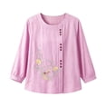 thumbnail image 5 of Kezqiaxn Blouses for Women Dressy Embroidery Half Sleeve Crew Neck Casual Loose Shirts Summer Tops Plus Size Fashion, 5 of 6