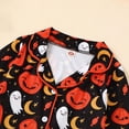 thumbnail image 5 of Wonitaaizi Halloween Pajamas Boy Girl Silk Pajamas Floral Pumpkin Ghost Long Sleeve Button Up Top Pants Pjs Sleepwear(3-4 Years,Orange), 5 of 6