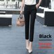 thumbnail image 1 of Pantalones de mujer de nueve puntos con pierna recta y cintura alta, ajustados y gruesos, para trabajo en hoteles, color negro, 1 of 4