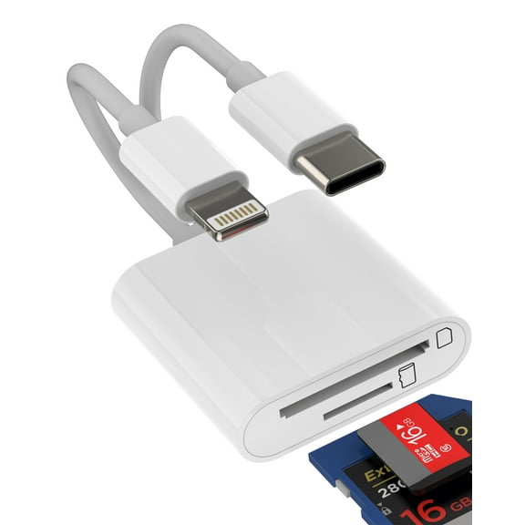 SD Card Reader to USB C Lightning Adapter (2in2)for iPhone 16 15 14 Pro Max Micro SD Memory Stick Phone Digital Camera for Apple for iPad Android MacBook Compatible for Samsung Type C TF Accessories