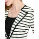 thumbnail image 5 of Chaqueta tipo blazer de rayas ligeras con decoración de botones de solapa con muesca para mujer Blanco negro M, 5 of 6