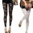 thumbnail image 2 of Women Lace Floral Pattern See Through Footless Leggings Women High Waist Tights Long Leggings, 2 of 7