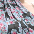 thumbnail image 3 of French Bulldog and Flower Blanket,Comfortable Soft Flannel Throw Blanket,All Season,Warm Lightweight Blankets for Sofa Bed Couch Living Room Chair,40"x50"(100x130cm), 3 of 4