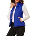 thumbnail image 4 of DARING DIVA Women's Zip Stand Collar Quilted Padded Vest S Bright Blue, 4 of 7