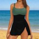 thumbnail image 1 of TaTaai Women‘s V Neck Two Piece Swim Dress Set Ruched Tank Top High Waisted Flared Swim Skirt Built-in Bottoms Removable Soft Bra No Underwire Adjustable Strap Gift, 1 of 9