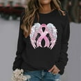 thumbnail image 2 of Arlun In October We Wear Pink Sweatshirts for Women Angel Wings Graphic Printed Crewneck Long Sleeve Thin Sweatshirt Cancer Awareness Fall Winter Pullover Tops Black2 M, 2 of 4