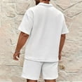 thumbnail image 6 of Domuza Mens 2 Piece Outfits Casual Quarter Zip Polo Shirt and Shorts Set Waffle Knit Lounge Set Summer Tracksuit with Pockets White 2XL, 6 of 6