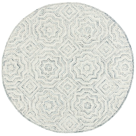 SAFAVIEH Capri Layla Geometric Wool Area Rug, Beige/Blue, 7' x 7' Round