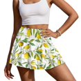 thumbnail image 3 of HELLHERO Polyester Spandex Tennis Skirt for Yoga Hiking Vacation, Built-in Shorts 2 Side Pockets Athletic Skorts, Lemons Pattern, 3 of 9