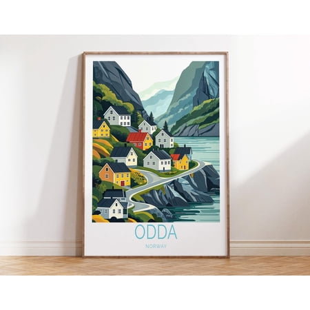 Odda Norway Northern Norway Scenic Wall Art, Unframed Paper Print Size 8x12